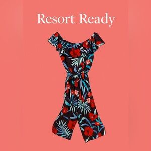 🌴 Tommy Bahama Floral Off-Shoulder Jumpsuit – Size M